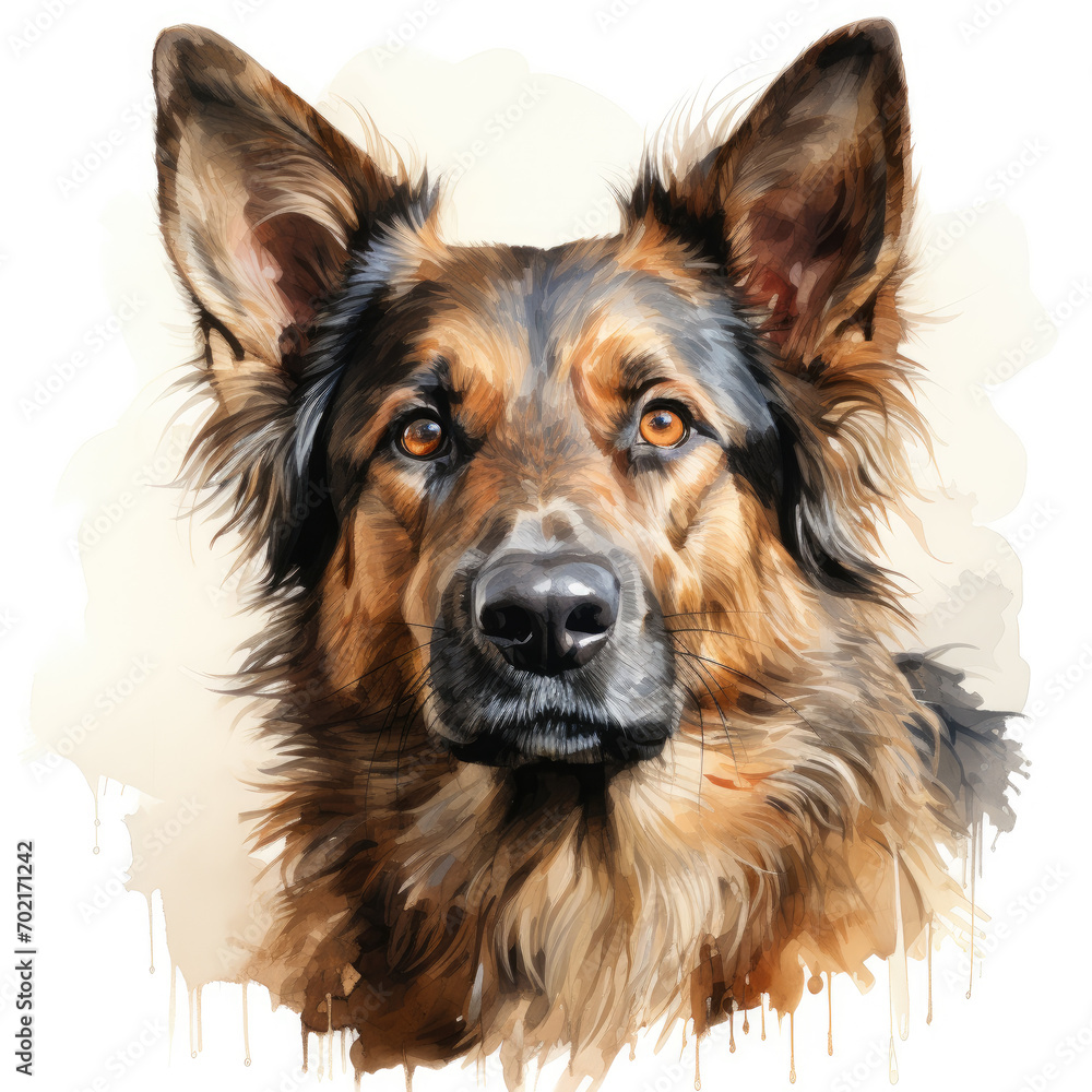 watercolor German Shepherd clipart, Generative Ai watercolor German Shepherd clipart, Generative Ai