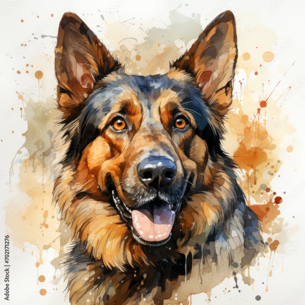 watercolor German Shepherd clipart, Generative Ai watercolor German Shepherd clipart, Generative Ai