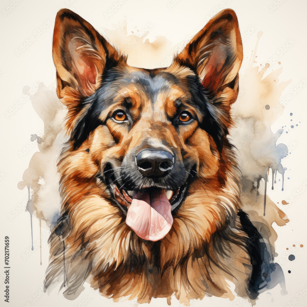 watercolor German Shepherd clipart, Generative Ai watercolor German Shepherd clipart, Generative Ai