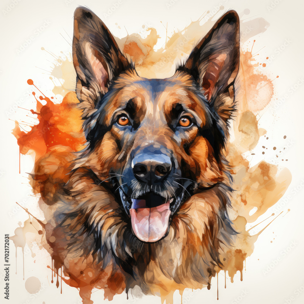 watercolor German Shepherd clipart, Generative Ai watercolor German Shepherd clipart, Generative Ai