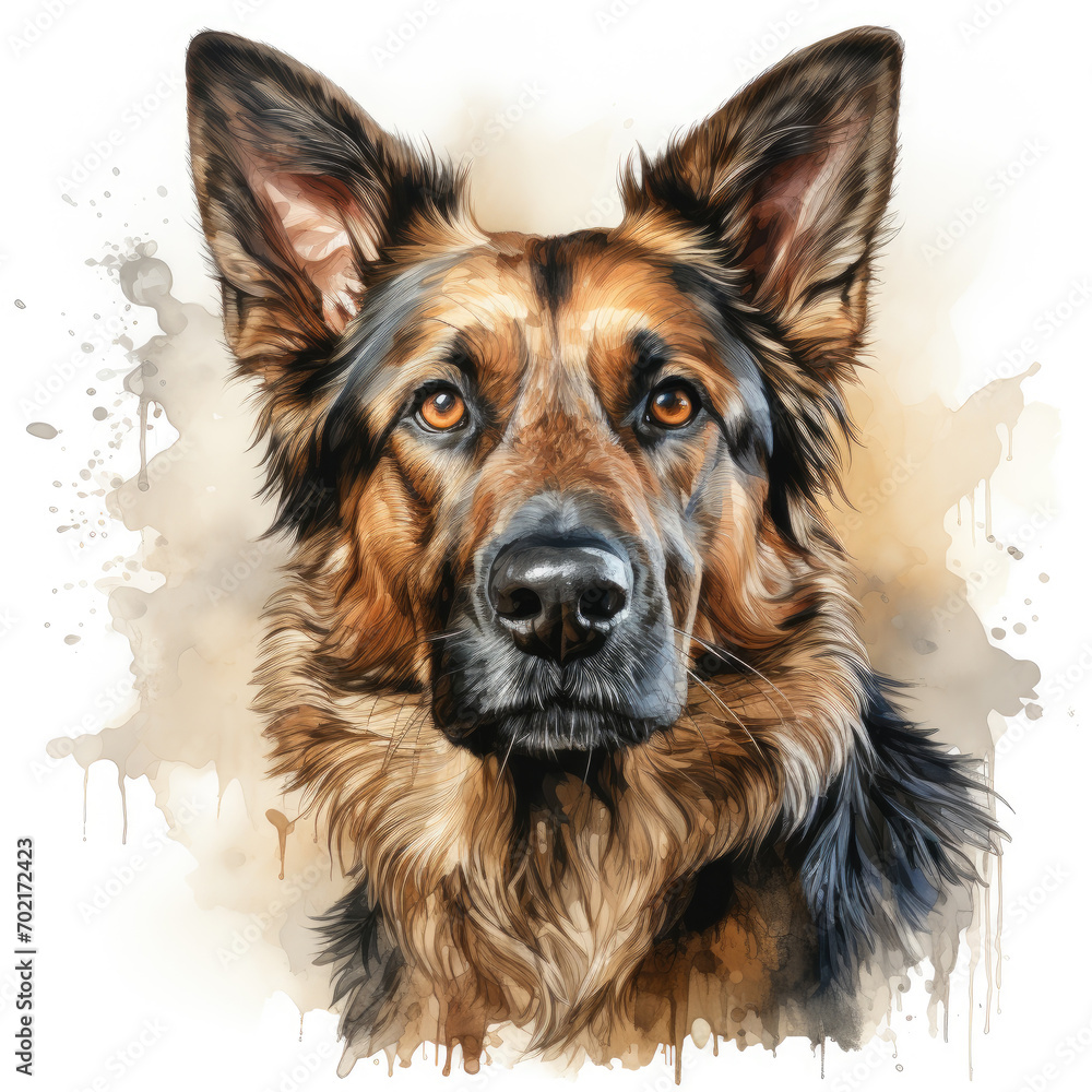 watercolor German Shepherd clipart, Generative Ai watercolor German Shepherd clipart, Generative Ai
