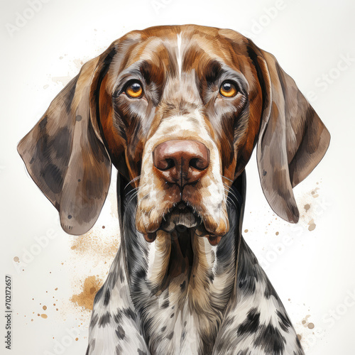 watercolor German Shorthaired Pointer clipart, Generative Ai photo