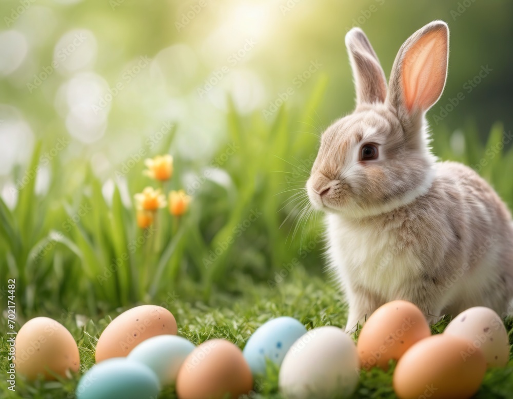 Fototapeta premium easter bunny with eggs
