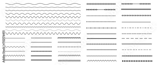 Set of vector line border. Lines, waves, zigzag, borders.  Geometric vintage line collection. Doodle design. Vector illustration photo