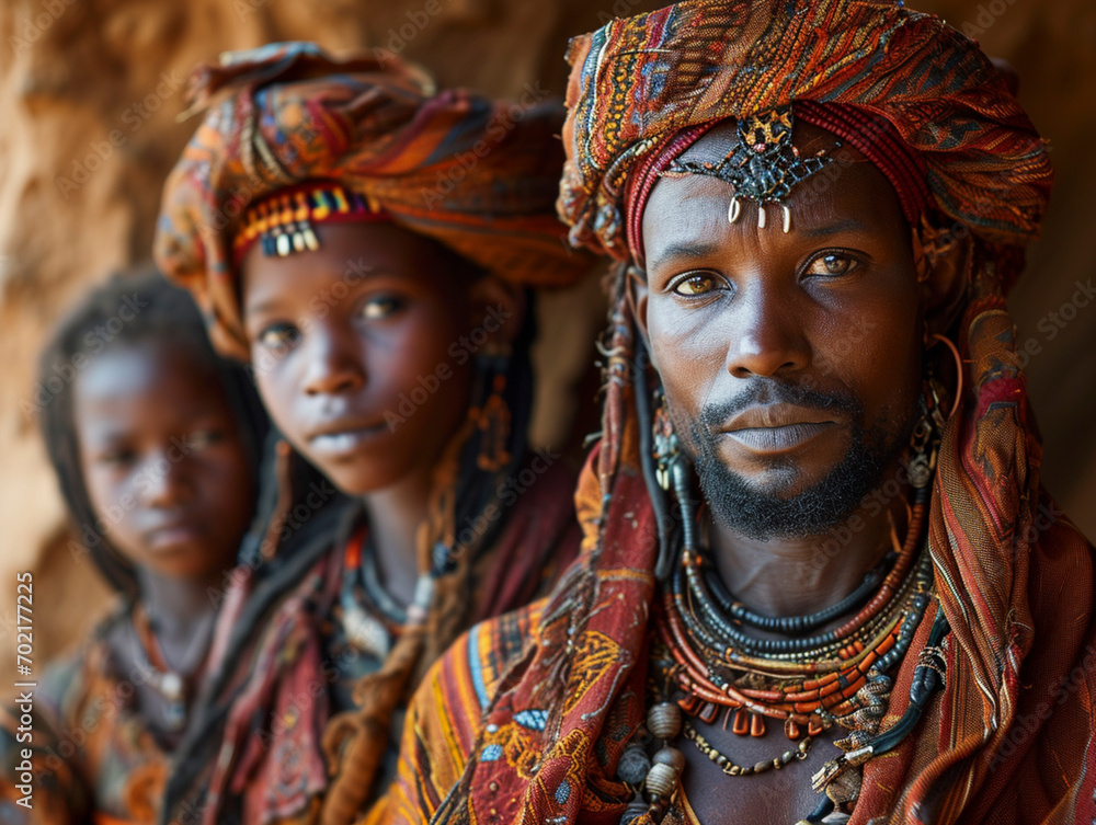 Family of a North African Tuareg tribe in traditional clothing