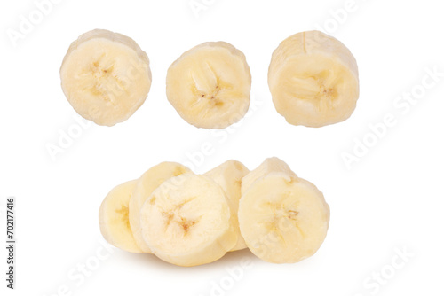 Fresh raw banana cut into pieces. Isolated