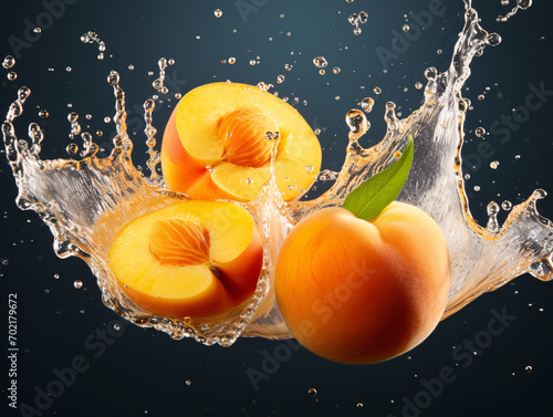 splash water with peaches