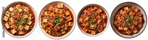 Top view of plates filled with Mapo tofu photo