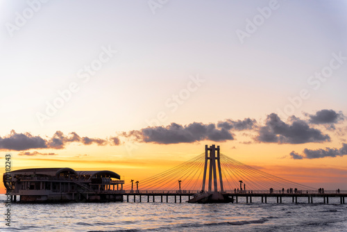 Silhouette sunset in Durres Albania , "Porto Promenade Durres"