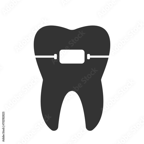 Dental braces black icon. Orthodontic dentistry. Vector illustration