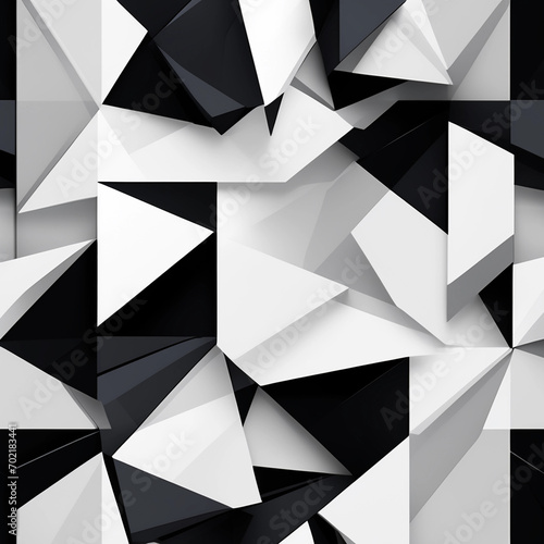 black and white background of geometric triangular shapes , elegant B&W  background, origami like monochromatic  backdrop 