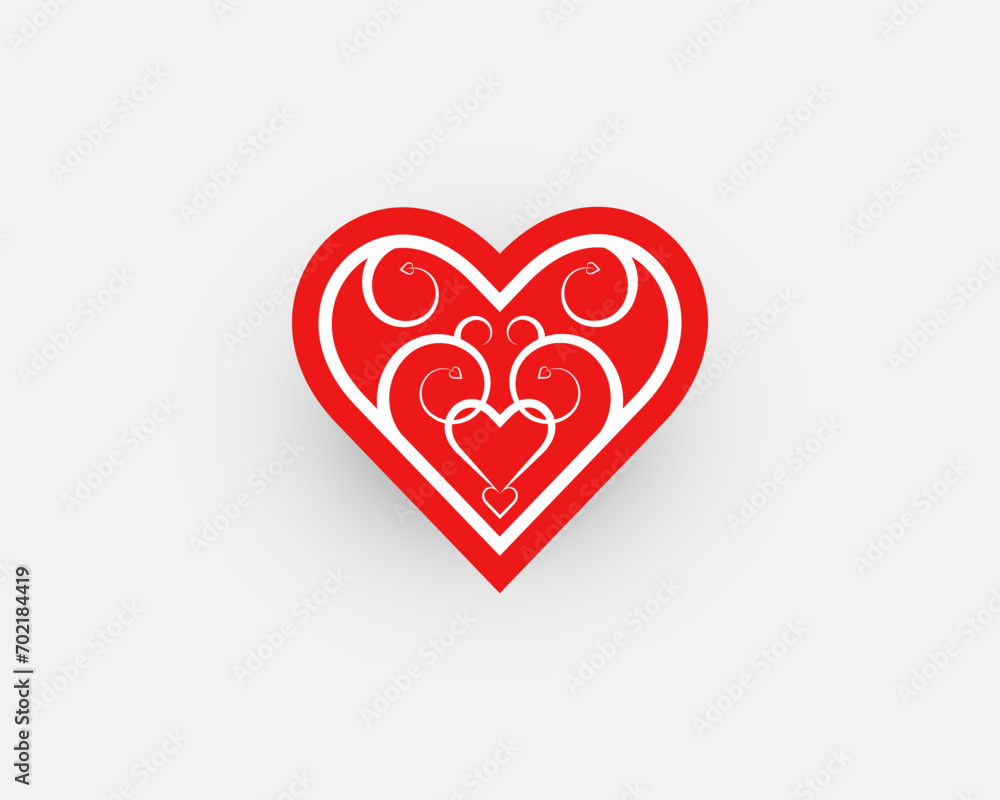 Red Love Heart Shaped Decorative design. love symbol vector Red Love Heart Shaped Decorative design. love symbol vector