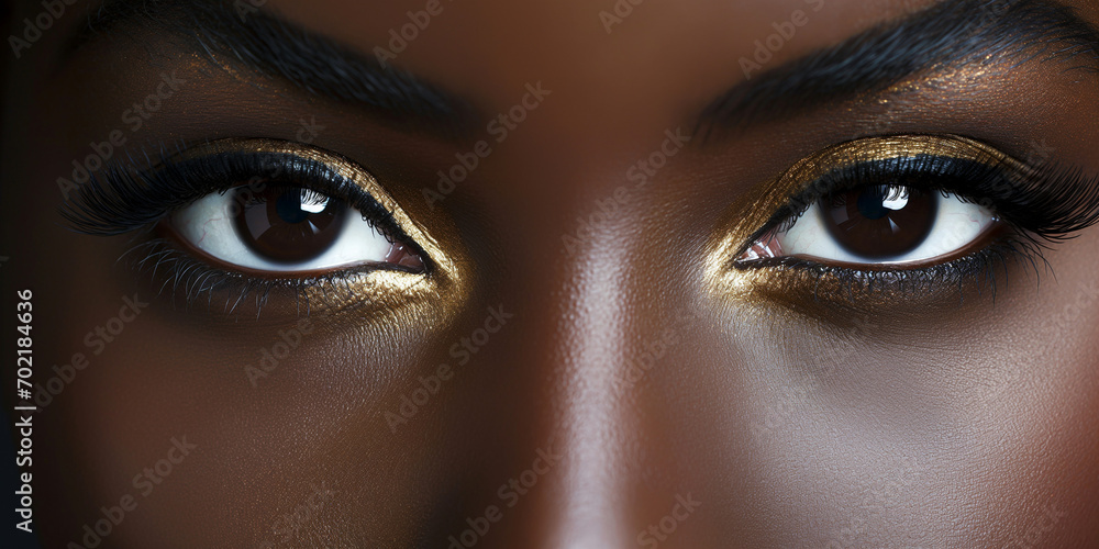 Hübsches Afroamerikanisches Gesicht einer Frau mit wunderschönen Augen und Nahaufnahme, ai generativ Hübsches Afroamerikanisches Gesicht einer Frau mit wunderschönen Augen und Nahaufnahme, ai generativ