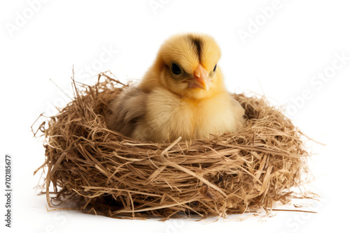 baby chicken in nest isolated on white or transparent png