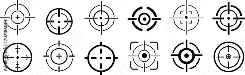 Set of target destination icon. Aim sniper . Focus cursor bull eye mark . Vector, Gun Sight Crosshairs Bullseye. sniper rifle target. Focus target . Target goal, focus arrow. marketing aim design, photo