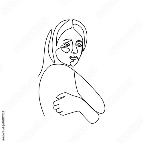 Woman drawn in line art style