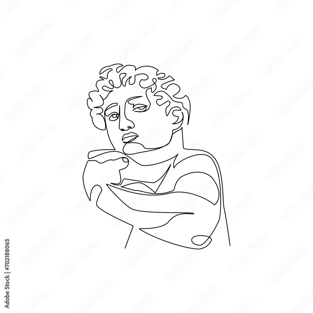 David statue drawn in line art style David statue drawn in line art style