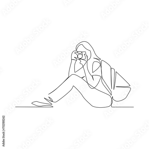 Tourist drawn in line art style