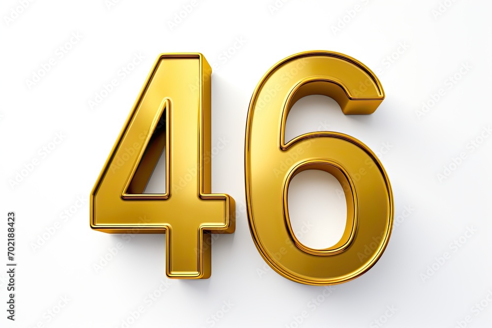 Gold Number 46 Forty Six On White Background Gold Number 46 Forty Six On White Background