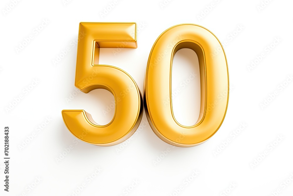Gold Number 50 Fifty On White Gold Number 50 Fifty On White