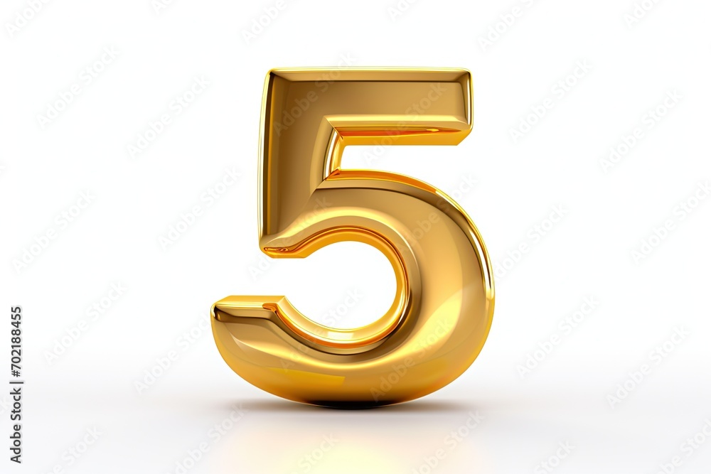 Gold Number 5 Fifty One On White Background Gold Number 5 Fifty One On White Background