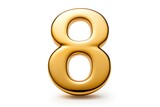 Gold Number 8 On White