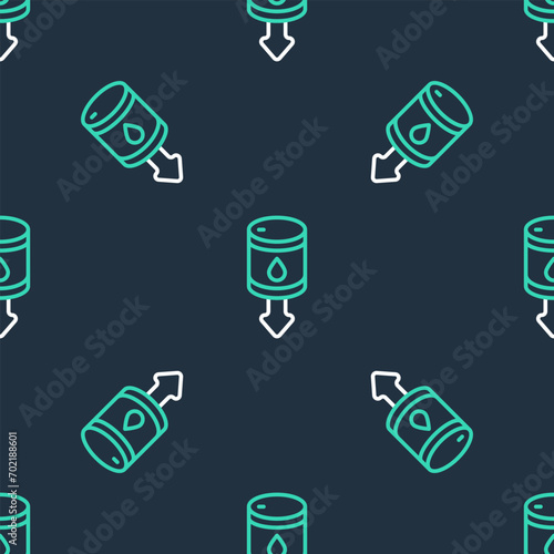 Line Drop in crude oil price icon isolated seamless pattern on black background. Oil industry crisis concept. Vector