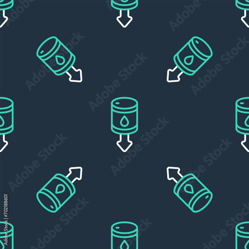 Line Drop in crude oil price icon isolated seamless pattern on black background. Oil industry crisis concept.  Vector