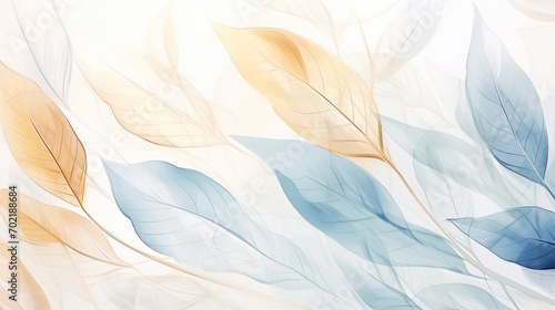 Wallpaper Mural Branch of leaves transparent watercolour background. Pastel colour palette. Generative AI Torontodigital.ca