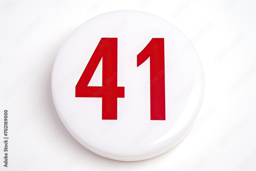 Red Number 41 Forty Nine On White Background Red Number 41 Forty Nine On White Background