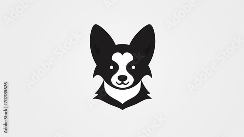 dog logo, simple flat graphics, black and white illustration © kichigin19