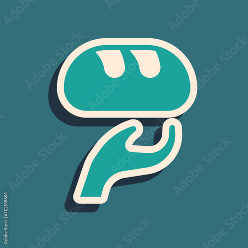 Green Donation food icon isolated on green background. Long shadow style. Vector