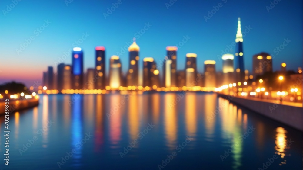Fototapeta premium Blurry City At Night Background