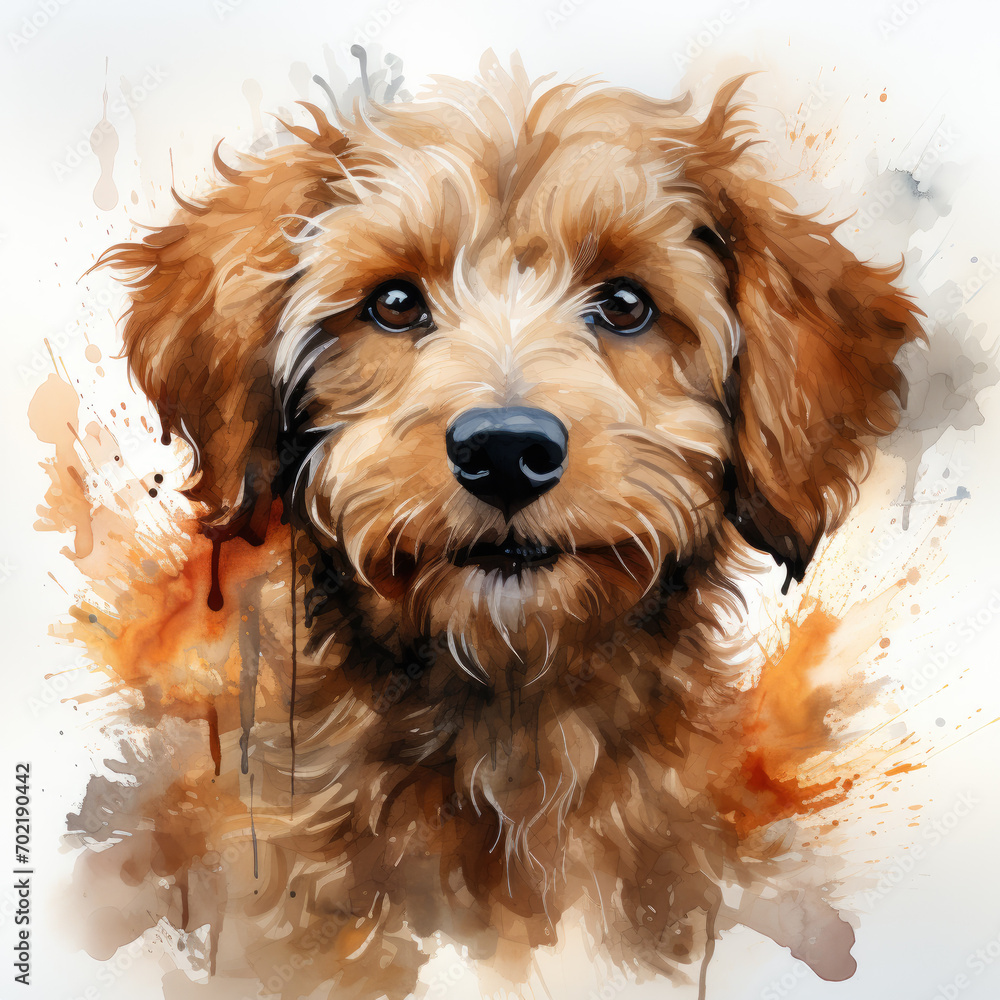 watercolor Goldendoodle clipart, Generative Ai
