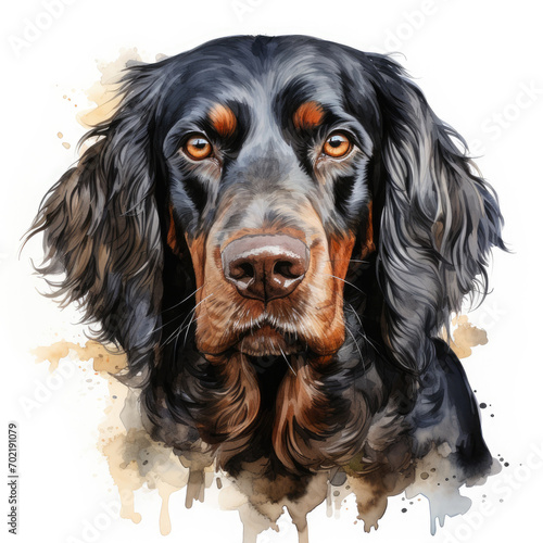 watercolor Gordon Setter clipart, Generative Ai