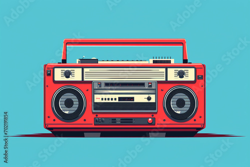 A minimalist pixel art representation of a retro boombox, focusing on simplicity in audio technology. 3