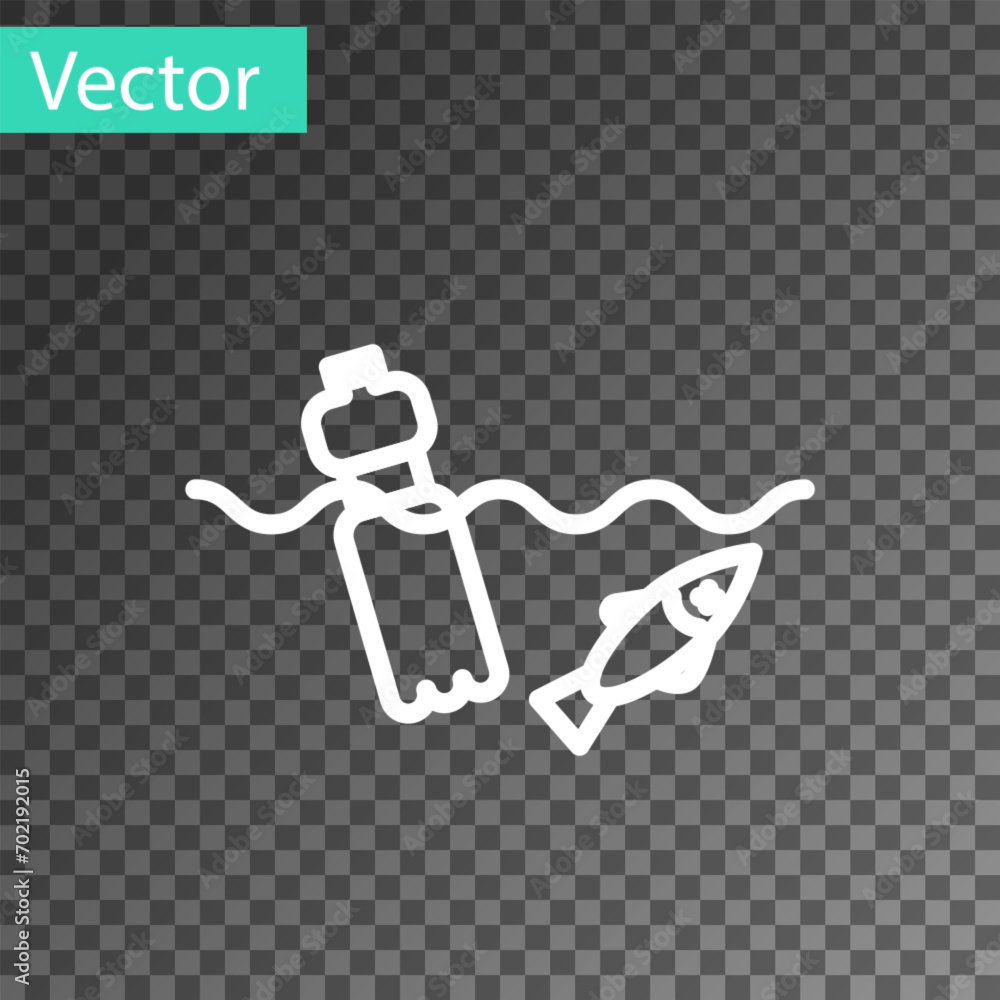 White line The problem of pollution of the ocean icon isolated on transparent background. The garbage, plastic, bags on the sea. Vector Illustration White line The problem of pollution of the ocean icon isolated on transparent background. The garbage, plastic, bags on the sea. Vector Illustration