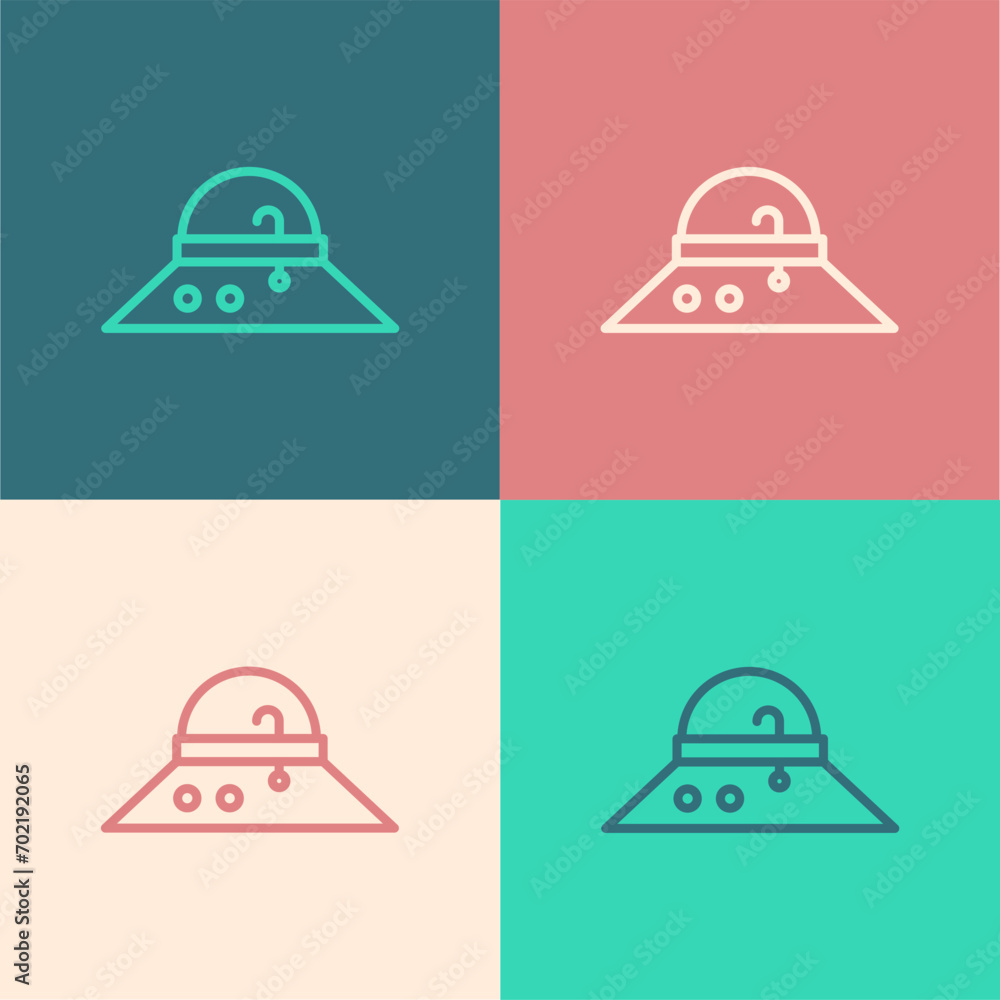 Pop art line Fisherman hat icon isolated on color background. Vector Pop art line Fisherman hat icon isolated on color background. Vector