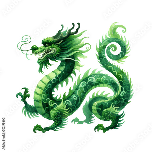 Green dragon Chinese new year symbol watercolor paint