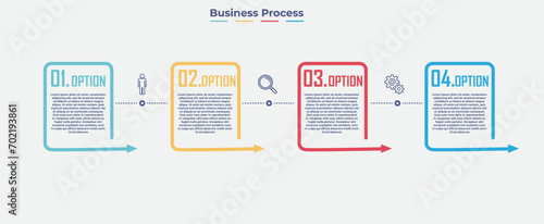 Vector infographics of 4 stages to achieving success for website design, presentations. Modern office data illustration design.  Modern chart design. Simple infographic design template. 