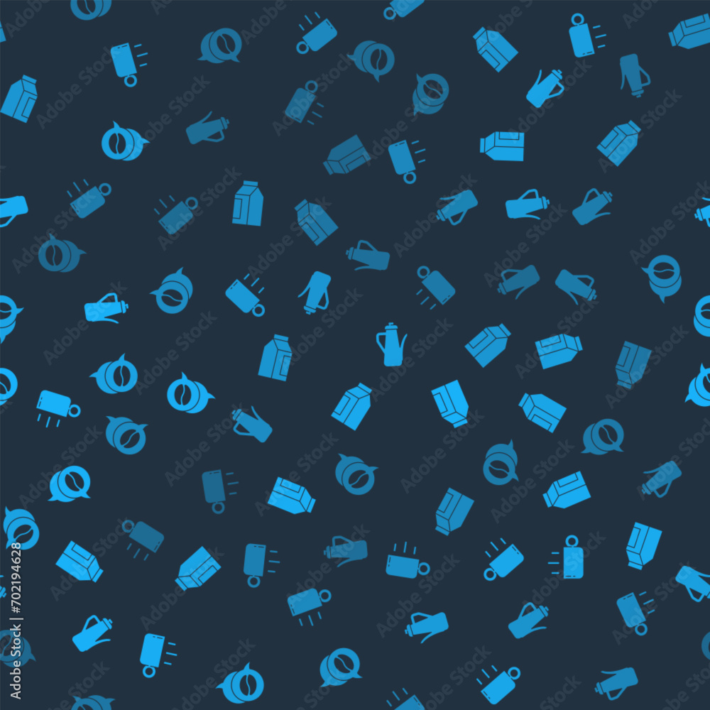 Set Coffee cup, Bag coffee beans, Teapot and and conversation on seamless pattern. Vector Set Coffee cup, Bag coffee beans, Teapot and and conversation on seamless pattern. Vector