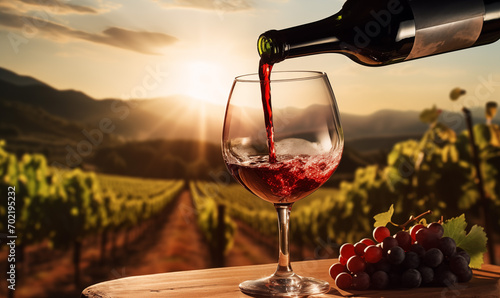 Wallpaper Mural Wine Bottle Pouring Into Glass Vineyard Concept Torontodigital.ca