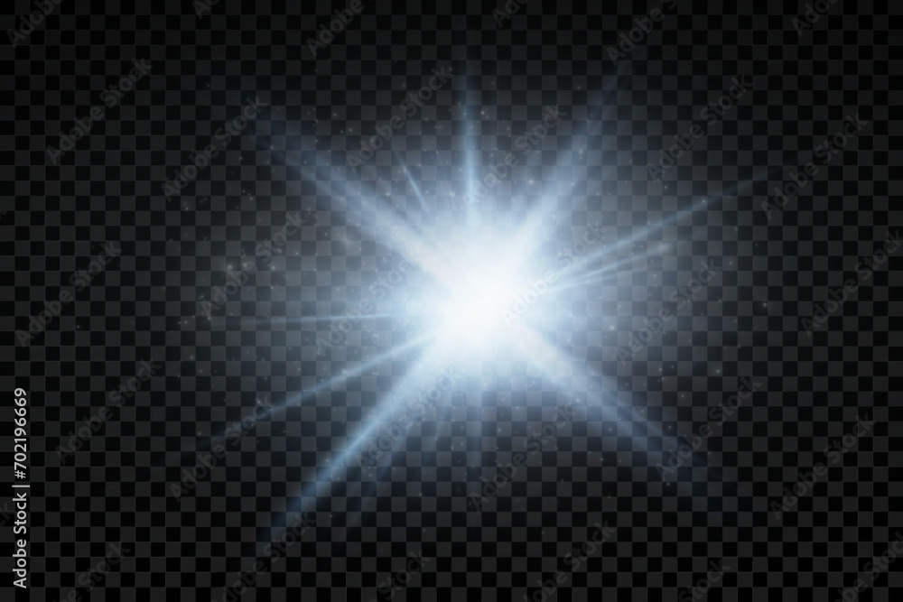 Set of realistic vector blue stars png. Set of vector suns png. White flares with highlights. Set of realistic vector blue stars png. Set of vector suns png. White flares with highlights.