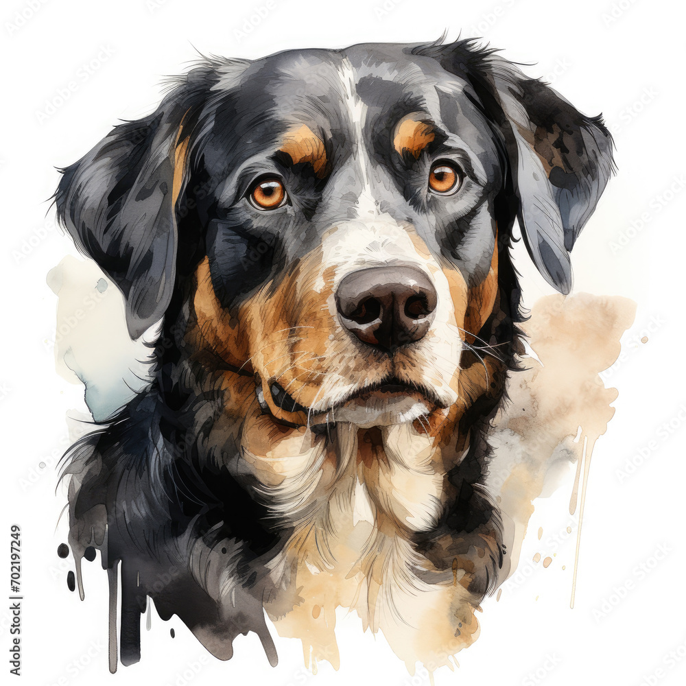 watercolor Greater Swiss Mountain Dog clipart, Generative Ai watercolor Greater Swiss Mountain Dog clipart, Generative Ai