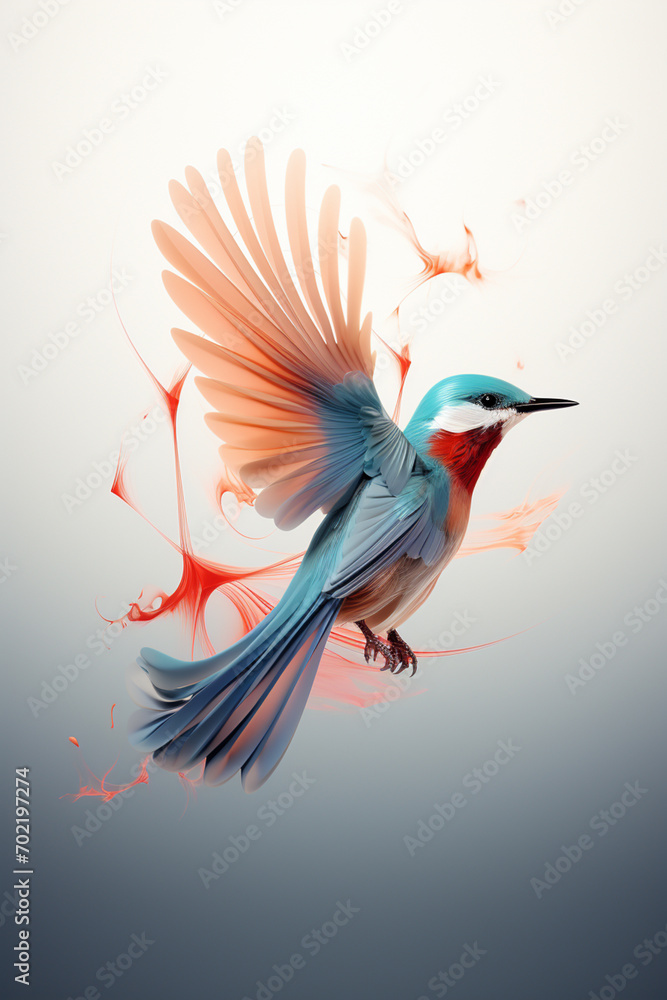 Simplistic rendering of a bird in flight with geometric shapes. Simplistic rendering of a bird in flight with geometric shapes.