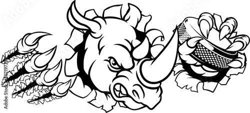 Photography Rhino Ice Hockey Player Animal Sports Mascot