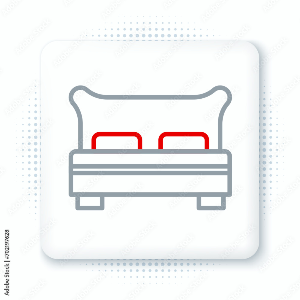 Line Big bed for two or one person icon isolated on white background. Colorful outline concept. Vector Line Big bed for two or one person icon isolated on white background. Colorful outline concept. Vector