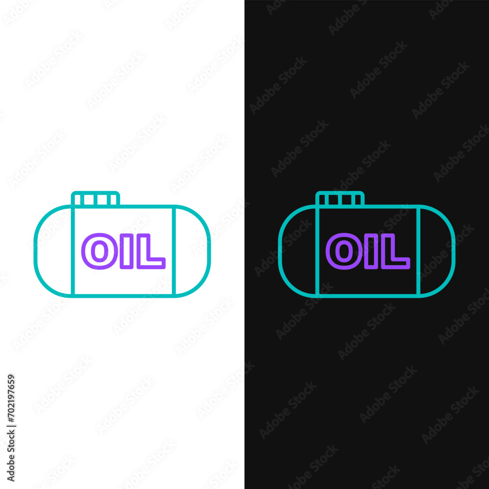 Line Oil tank storage icon isolated on white and black background. Vessel tank for oil and gas industrial. Oil tank technology station. Colorful outline concept. Vector Line Oil tank storage icon isolated on white and black background. Vessel tank for oil and gas industrial. Oil tank technology station. Colorful outline concept. Vector