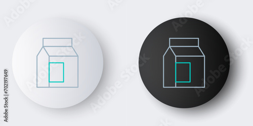 Line Paper package for milk icon isolated on grey background. Milk packet sign. Colorful outline concept. Vector
