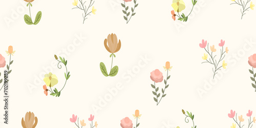 vector pattern of various types of flowers and shapes. vector floral pattern. Design for wallpaper, wrapping paper, background, fabric. Vector seamless pattern with decorative climbing flowers